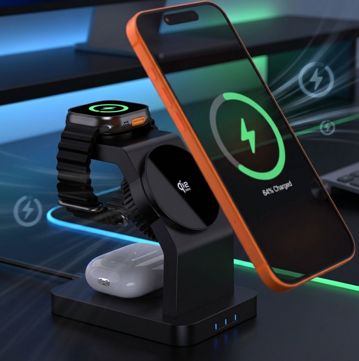 25W PD Fast Charging with Intelligent Ice Cooling Fan for Smartphone, Watch & Earbuds