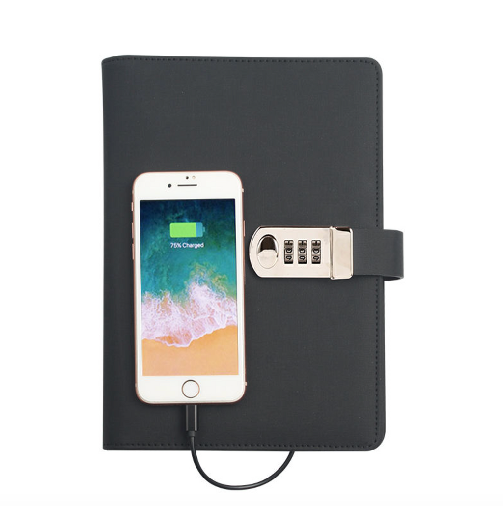 Smart Tech Office Essentials with Notebook, Agenda & Password Power Bank