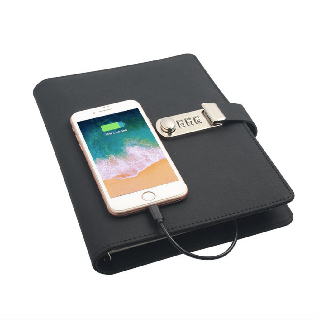 Smart Tech Office Essentials with Notebook, Agenda & Password Power Bank